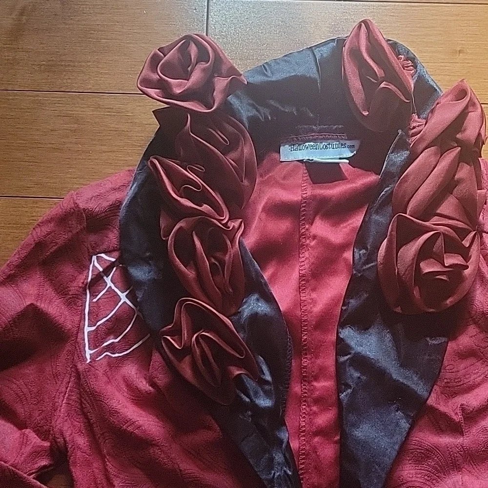 BOY'S DAY OF THE DAY COSTUME, FAUX SATIN & SUEDE, LACE DETAIL, SZ SMALL